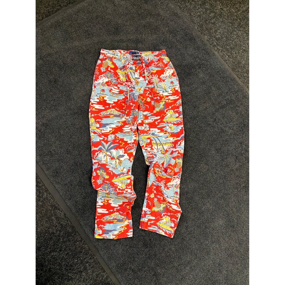 Polo Ralph Lauren Mens Red Aloha Hawaiian Print Pajama Sleep Pants Small
